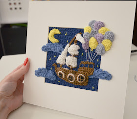 Krawka: Balloon ship crochet picture frame pattern - cutest fantasy themed wall decoration ever!