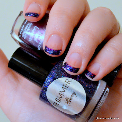 31dc2013, 31 day challenge, purple nails, purple french tips, purple nail art, glitter french tips, purple glitter, nail art, shimmer polish gerry swatch, shimmer polish gerry nail swatch