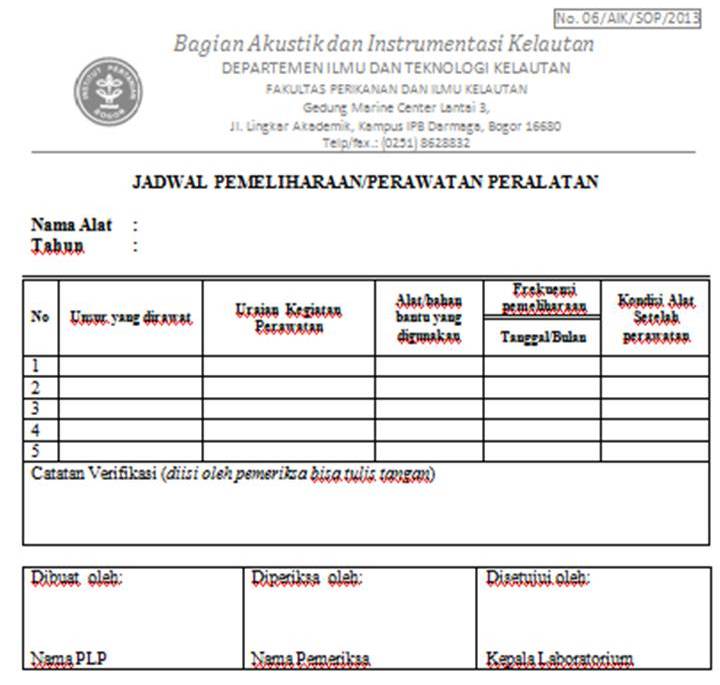 AIK Kartu Perawatan Alat