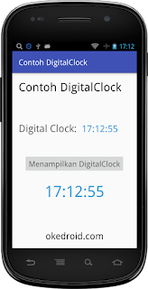 Hasil  Contoh Widget DigitalClock Android