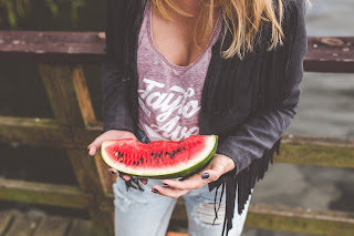 eating watermelon