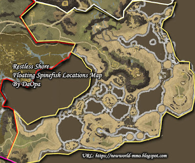 Restless Shore floating spinefish locations map