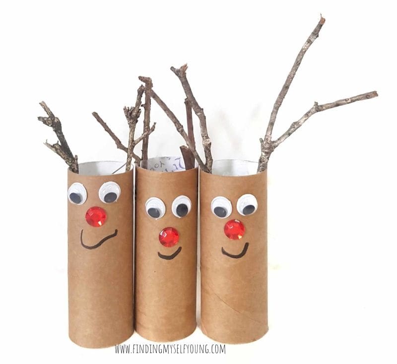 Rudolph red nosed reindeer toilet paper roll craft.