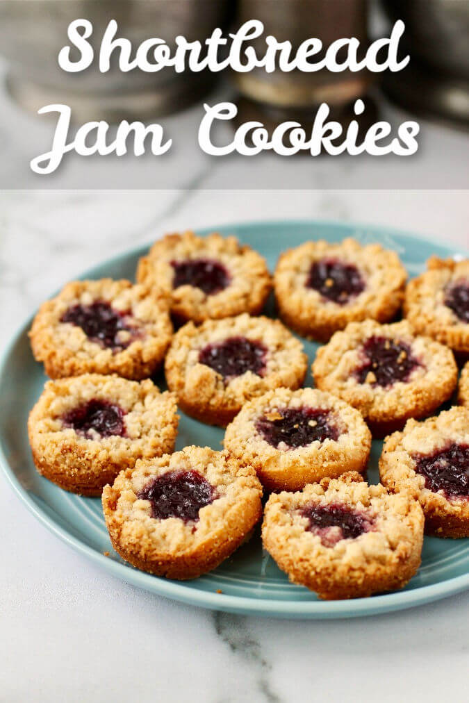 Shortbread Jam Cookies with a Streusel Topping