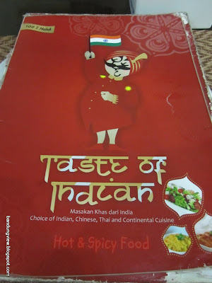 Menu taste of India