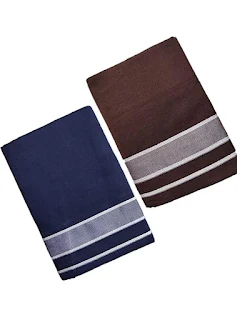 Men’s Kerala Cotton Lungi Pack of 2 – Relaxed Fit, Non-Stitched, 2 Meters Long – Dark Blue & Brown Traditional Wear