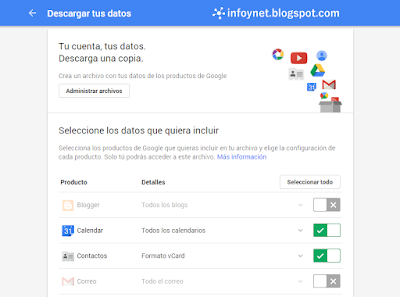 Descargar tus datos de Google