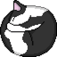 The Snoring Cat logo--a pixel-art image of a curled-up sleeping cat.