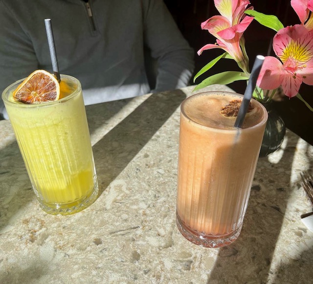 two drinks on a table