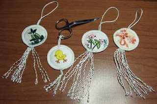 A variety of tags/ornaments