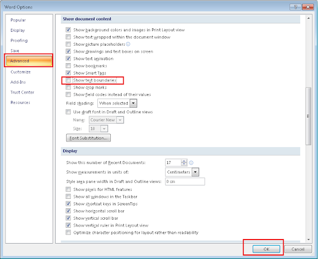 Cara Mematikan Fitur Text Boundaries