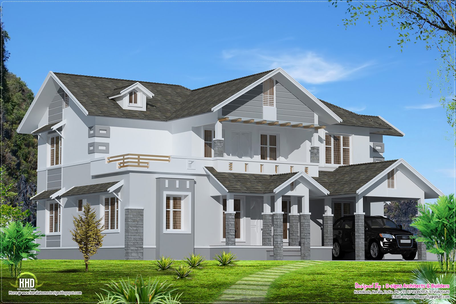 2500 sq.feet sloping roof home design | House Design Plans