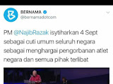 4 September diisytiharkan sebagai cuti umum