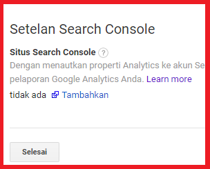 Klik tambahkan search console