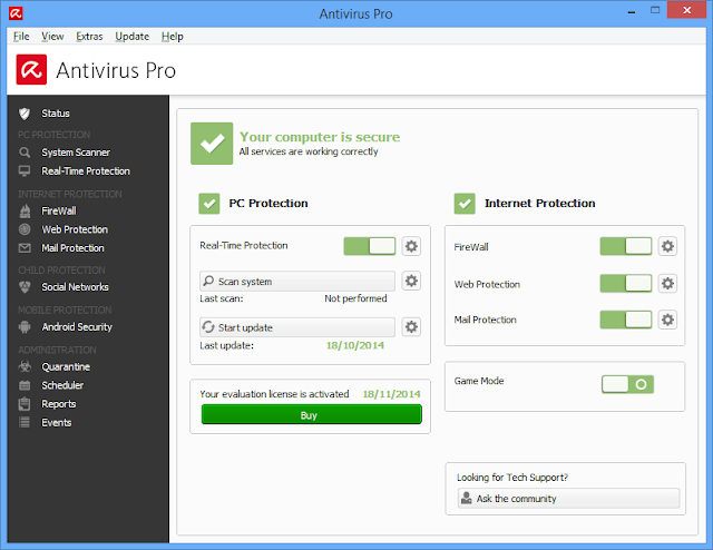 Avira Antivirus Pro  Malware protection licence untill 2020