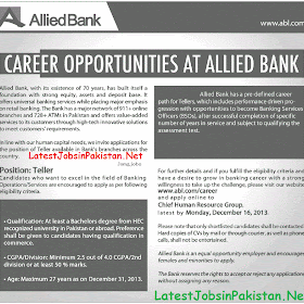 Find Latest Jobs in Allied Bank of Pakistan 