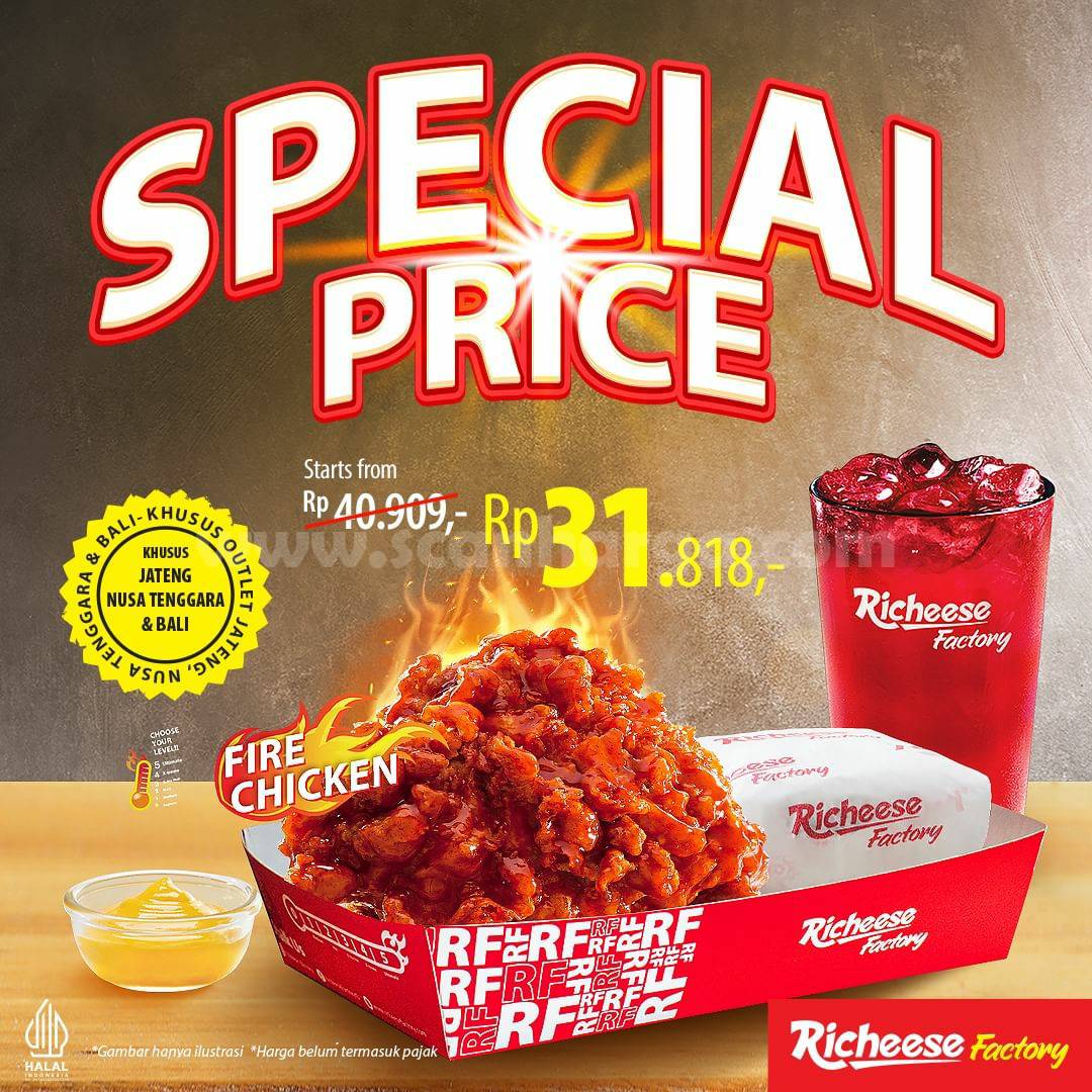 Promo Richeese Factory Special Price – Combo Fire Chicken mulai Rp31.818,-