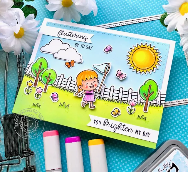 Sunny Studio Stamps: Spring Scenes Spring Showers Frilly Frame Dies Spring Themed Everyday Card by Lynn Put