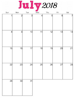 Free Printable Calendar July 2018