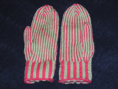 picture of two striped mittens