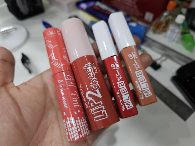Collection of Silkygirl Lip2Cheek Flush, Silkygirl My Lips But Better Lip Tint, and IN2IT Gel Tint lip products Koleksi lip tint Silkygirl Lip2Cheek Flush, dua jenis Silkygirl My Lips But Better Lip Tint, dan IN2IT Gel Tint