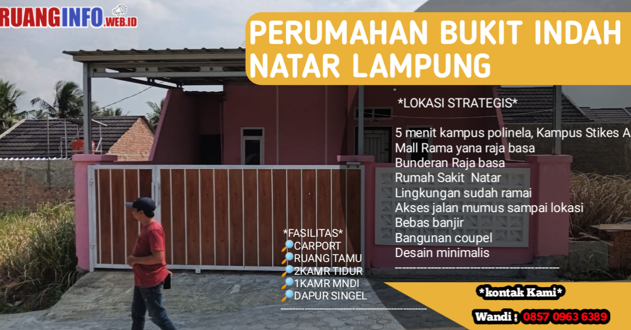 PROMO TANPA DP RUMAH SUBSIDI BUKIT INDAH NATAR HAJI MENA LAMPUNG! Selamat datang di blog yang membahas tentang perumahan terbaik di Lampung, kamu sedang mencari informasi terkait perumahan TANPA DP syarat mudah dan cepat. Jika iya.