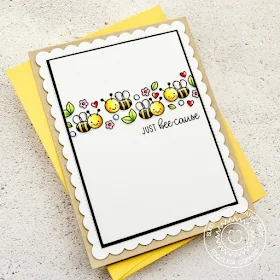 Sunny Studio Stamps: Just Bee-cause Fancy Frame Dies Frilly Frames Just Because Card by Angelica Conrad