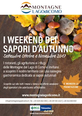 I weekend dei sapori d'autunno fino al 26 novembre Montagne del lago di Como 