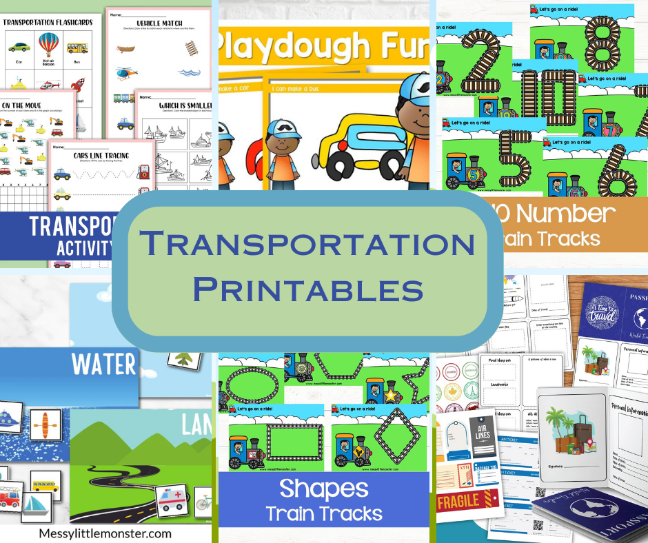 transportation printables for toddlers and preschoolers