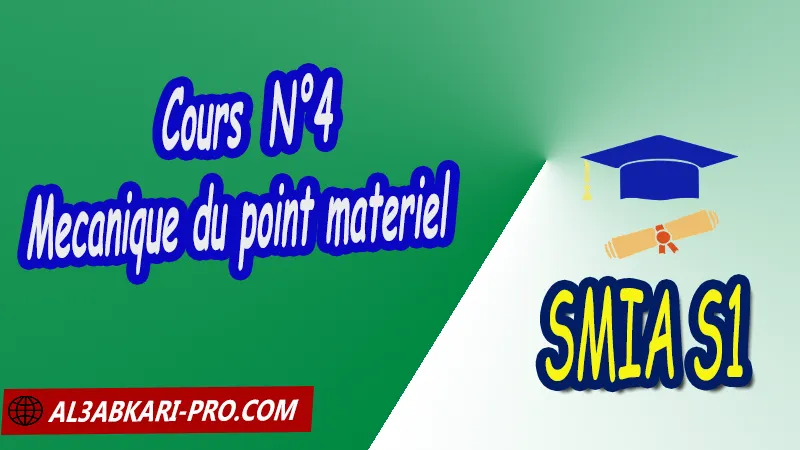 Cours 4 Mécanique du point matériel, SMIA S1 PDF Physique 1 Mécanique du point matériel Sciences Mathématiques et Applications Semestre 1 SMIA S1 smia Premier semestre Cours de Mécanique du point matériel smia s1 Résumé cours de Mécanique du point matériel smia s1 Exercices corrigés de Mécanique du point matériel smia s1 Série d'exercices corrigés de Mécanique du point matériel smia s1 Contrôle corrigé de Mécanique du point matériel smia s1 Examens corrigés de Mécanique du point matériel smia s1 Travaux dirigés td de Mécanique du point matériel smia s1 Modules de Semestre 1 Sciences Mathématiques et Applications Faculté Science Université Faculté des Sciences