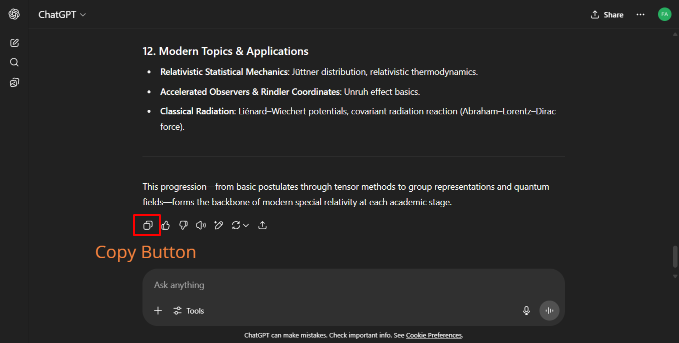 How to copy markdown response from ChatGPT