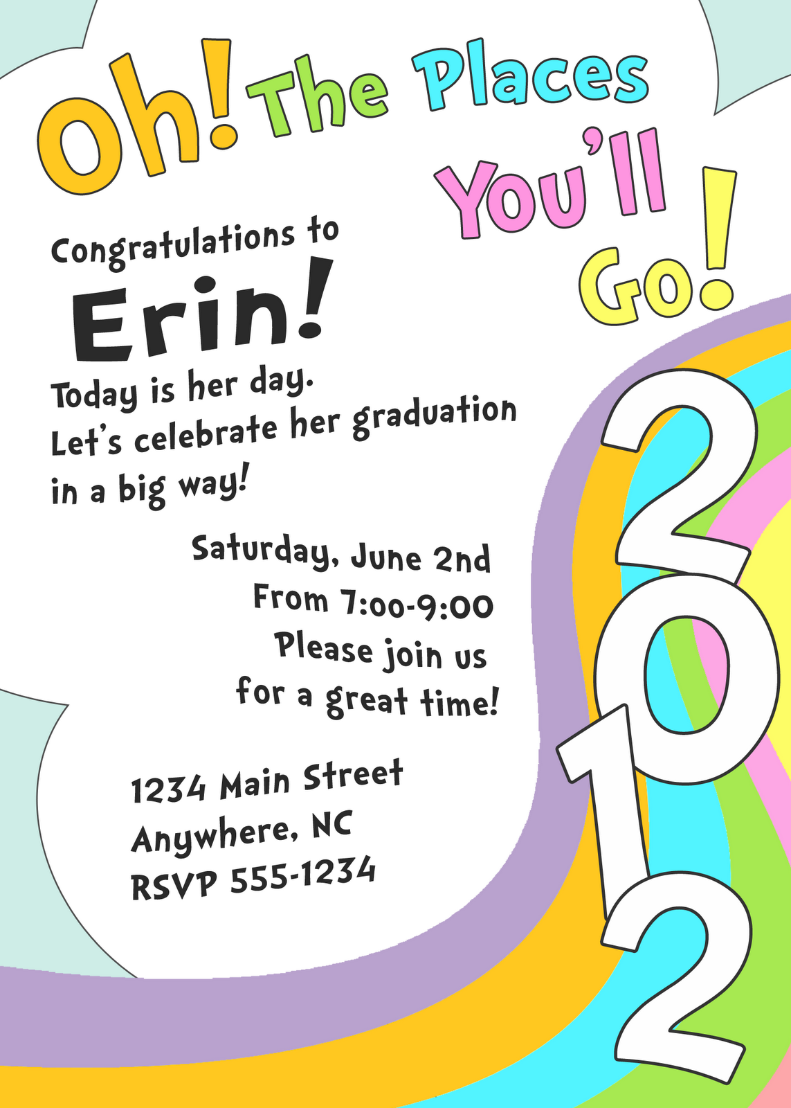 meghilys oh the places youll go graduation invite