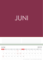 Simple Desain Kalender 2019 Indonesia bulan Juni beserta Hari Libur Nasional