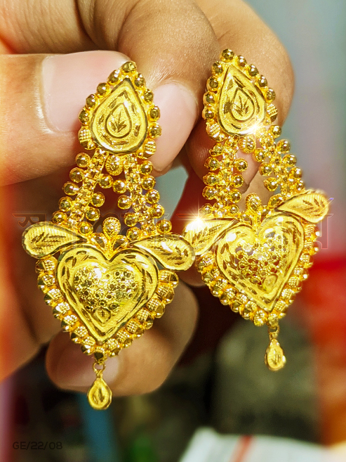 ৬ আনা নতুন কানের দুল ২২ ক্যারেট দেখুন (Latest 6 Ana/Gram Gold Earring) 18/21/22/24 Karat KDM Price in BD Buy Online