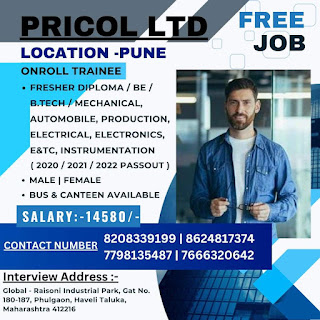 Pricol Ltd Pune, Maharashtra  Jobs Vacancies 2023 for Diploma / BE / B.tech Freshers Candidates