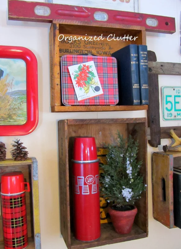 Rustic Christmas Junk Gallery Wall www.organizedclutterqueen.blogspot.com