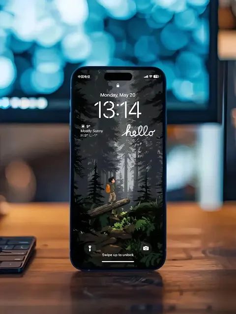 Peaceful Forest Adventure 4K Wallpaper – Cartoon Explorer in the Woods