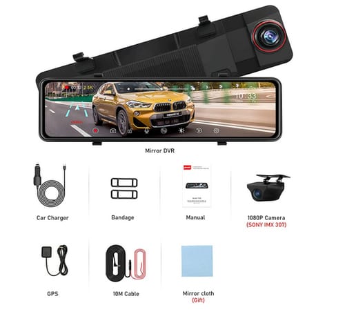 Jansite IPS Full Touch Screen Rear View Mirror Camera