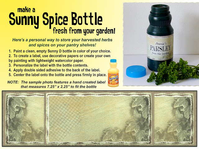 Annie Lang shares a DIY Personalized Spice Bottle project made from a Sunny D Bottle 