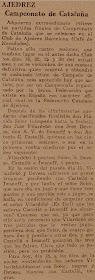 II Campeonato Individual de Ajedrez de Catalunya 1926, recorte de prensa