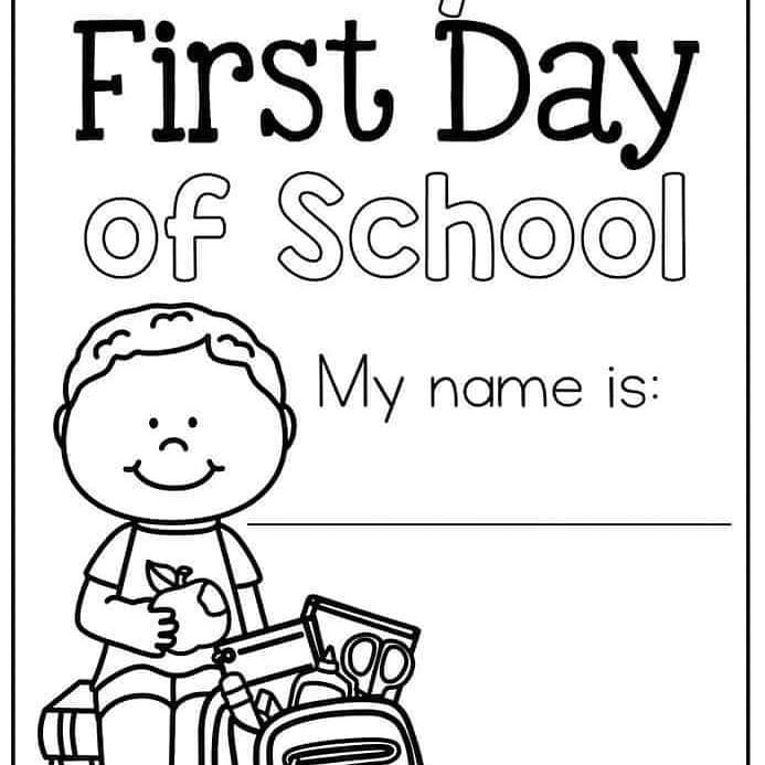 أوراق عمل تلوين العودة للمدرسة باللغة الإنجليزية MY First Day Of School