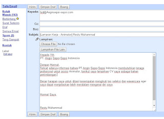 contoh format email lamaran kerja