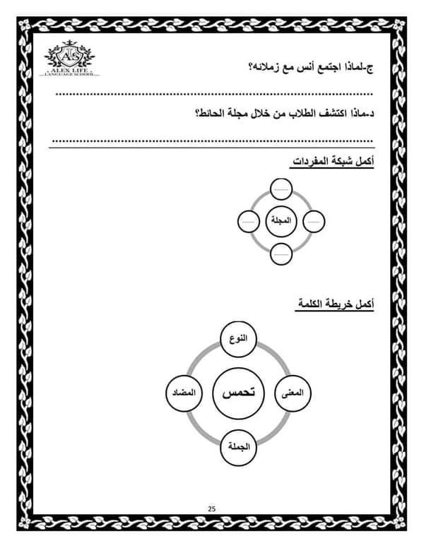 مذكرة اللغة العربية  شرح وسؤال وجواب وتدريبات متنوعة وقواعد نحوية  للصف السادس الابتدائى الترم الأول 2021