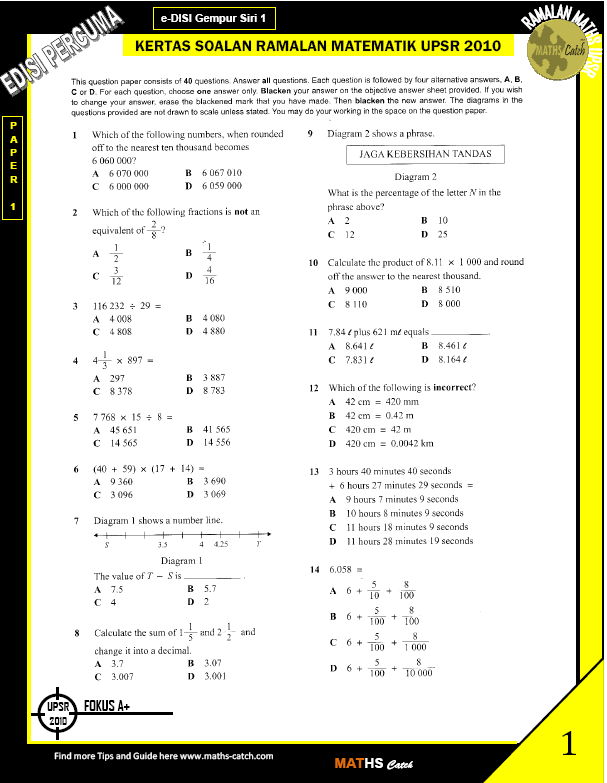 KERTAS SOALAN RAMALAN MATEMATIK 2010+TRIAL 2010