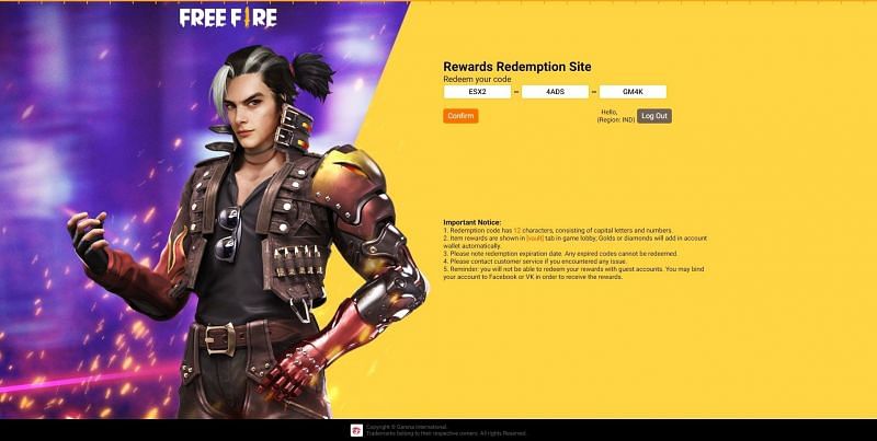 Garena Free Fire Rewards Redeem Codes | List of Rewards and how to redeem