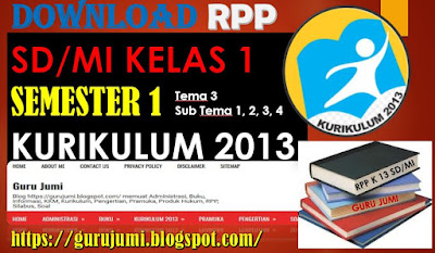 Download RPP SD/MI Kelas 1 Semester 1 Tema 3 Sub Tema 1, 2, 3, 4 Kurikulum 2013 Revisi Terbaru 2018 - https://gurujumi.blogspot.com/