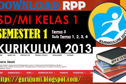 Download RPP SD/MI Kelas 1 Semester 1 Tema 3 Sub Tema 1, 2, 3, 4 Kurikulum 2013 Revisi Terbaru 2018