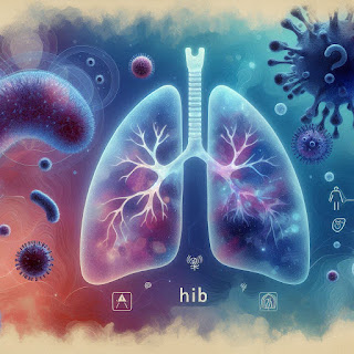 Artistic rendering of Hib bacteria near airways, representing silent but dangerous infection.
