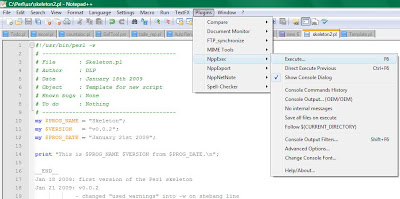 Notepad++ interface to the execute command