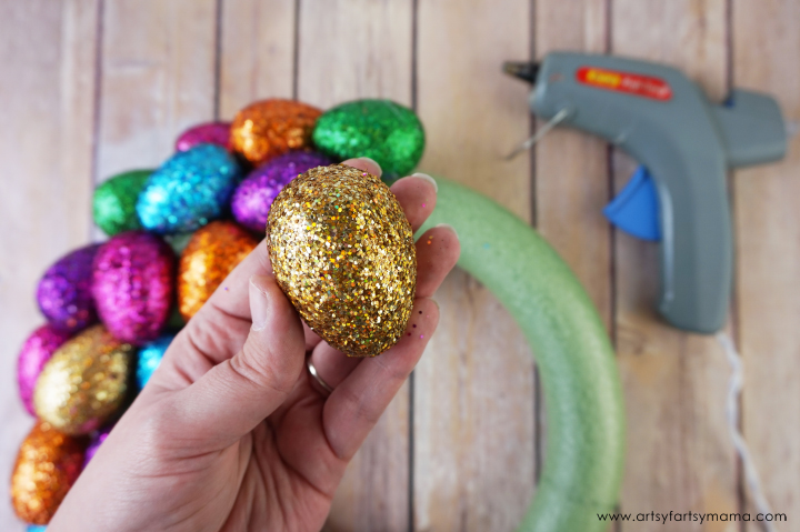 DIY Glittered Easter Egg Wreath